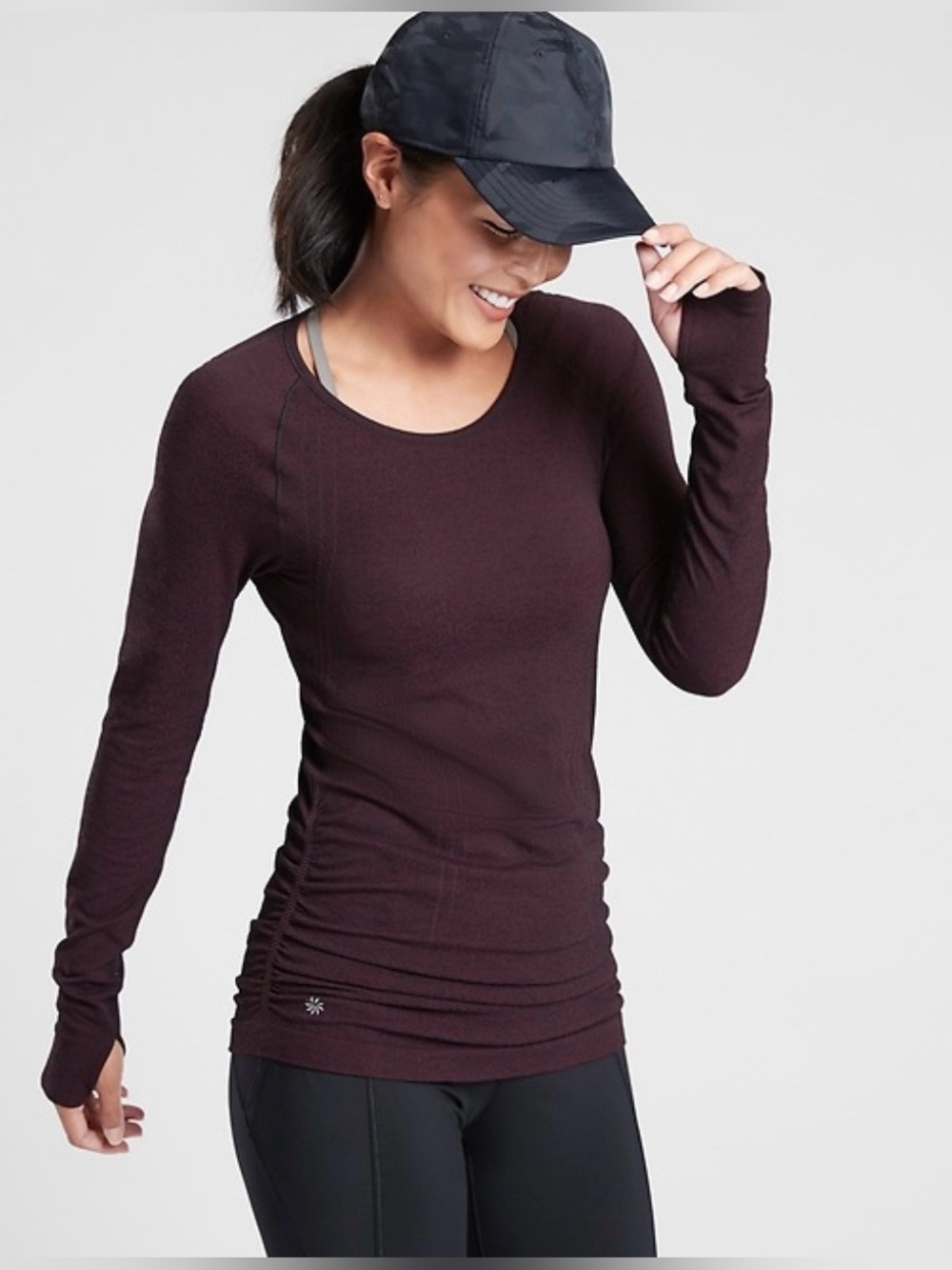 Athleta Long Sleeve Scoop Neck Top in Plum size s
